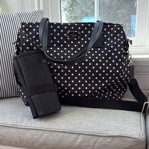 Kate Spade Black and White Polka Dot Bag/baby/travel carry on bag.